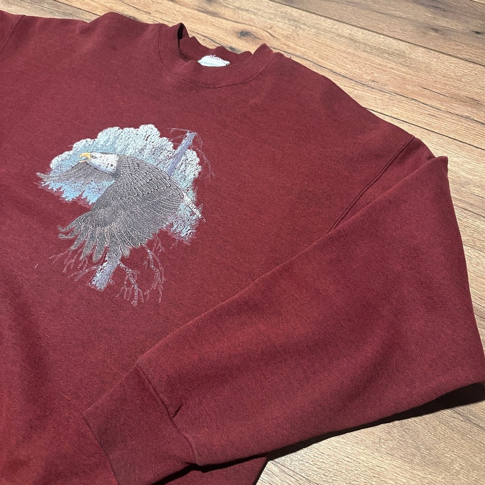 Vintage Unbranded Maroon Eagle Graphic Crewneck Sweatshirt Mens XXL‎